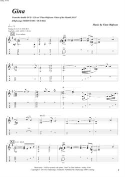 "Gina" by Finn Olafsson<BR>Album: "Video of the Month 2014"<BR>PDF sheet music / TAB for download<BR>Guitar tuning: E-A-D-G-B-E
