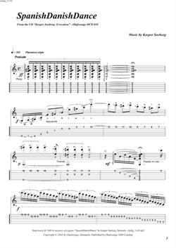 "SpanishDanishDance\' by Kasper Søeborg<BR>Album: "Evocation"<BR>PDF sheet music / TAB for download<BR>Standard guitar tuning: E-A-D-G-B-E