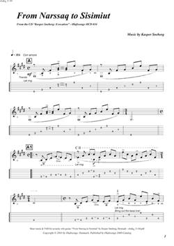 "From Narssaq to Sisimiut\' by Kasper Søeborg<BR>Album: "Evocation"<BR>PDF sheet music / TAB for download<BR>Standard guitar tuning: E-A-D-G-B-E