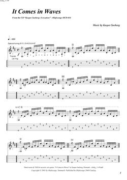 "It Comes In Waves\' by Kasper Søeborg<BR>Album: "Evocation"<BR>PDF sheet music / TAB for download<BR>Alternative tuning: D-A-D-G-A-E