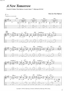 "A New Tomorrow" by Finn Olafsson<BR>Album: "Acoustic Guitar 1"<BR>PDF sheet music / TAB for download<BR>Standard guitar tuning: E-A-D-G-B-E