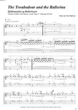 "The Troubadour and the Ballerina" by Finn Olafsson<BR>Album: "Acoustic Guitar 2"<BR>PDF sheet music / TAB for download<BR>Alternative guitar tuning: D-G-D-G-B-D