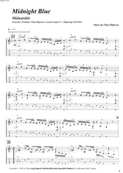 "Midnight Blue" by Finn Olafsson<BR>Album: "Acoustic Guitar 2"<BR>PDF sheet music / TAB for download<BR>Alternative guitar tuning: D-A-D-G-A-D