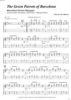 "The Green Parrots of Barcelona" by Finn Olafsson<BR>Album: "Acoustic Guitar 2"<BR>PDF sheet music / TAB for download<BR>Alternative guitar tuning: D-G-D-G-B-D