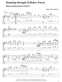 "Steaming through Gribskov Forest" by Finn Olafsson<BR>Album: "Music From North Sealand"<BR>PDF sheet music / TAB for download<BR>Guitar tuning: D-A-D-G-A-E