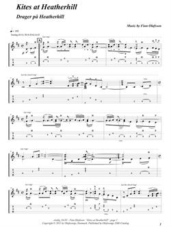 "Kites at Heatherhill" by Finn Olafsson<BR>Album: "Music From North Sealand"<BR>PDF sheet music / TAB for download<BR>Guitar tuning: D-A-D-G-A-D