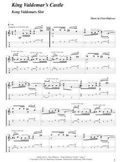 "King Valdemar\'s Castle" by Finn Olafsson<BR>Album: "Music From North Sealand"<BR>PDF sheet music / TAB for download<BR>Guitar tuning: D-A-D-G-A-E