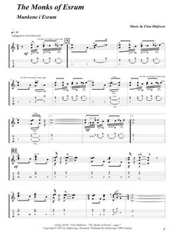 "The Monks of Esrum" by Finn Olafsson<BR>Album: "Music From North Sealand"<BR>PDF sheet music / TAB for download<BR>Guitar tuning: D-A-D-G-A-E