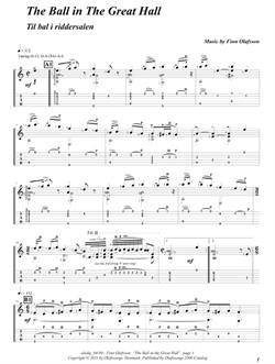 "The Ball in the Great Hall" by Finn Olafsson<BR>Album: "Music From North Sealand"<BR>PDF sheet music / TAB for download<BR>Guitar tuning: D-A-D-G-A-E