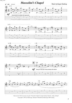 "Mussolini\'s Chapel\' by Kasper Søeborg<BR>Album: "Levitation"<BR>PDF sheet music / TAB for download<BR>Standard guitar tuning: E-A-D-G-B-E
