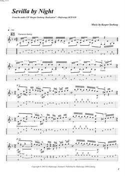 "Sevilla by Night\' by Kasper Søeborg<BR>Album: "Realization"<BR>PDF sheet music / TAB for download<BR>Standard guitar tuning: E-A-D-G-B-E