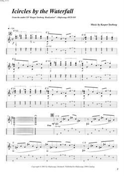 "Icircles by the Waterfall\' by Kasper Søeborg<BR>Album: "Realization"<BR>PDF sheet music / TAB for download<BR>Standard guitar tuning: E-A-D-G-B-E