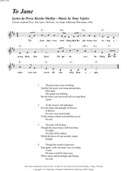 "To Jane"<BR>By Tony Vejslev & Percy Bysshe Shelley<BR>From the songbook/CD set "Old Poems - New Songs"<BR>Sheet music