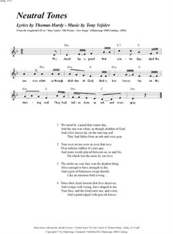 "Neutral Tones"<BR>By Tony Vejslev & Thomas Hardy<BR>From the songbook/CD set "Old Poems - New Songs"<BR>Sheet music