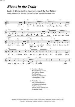 "Kisses in the Train"<BR>By Tony Vejslev & David Herbert Lawrence<BR>From the songbook/CD set "Old Poems - New Songs"<BR>Sheet music